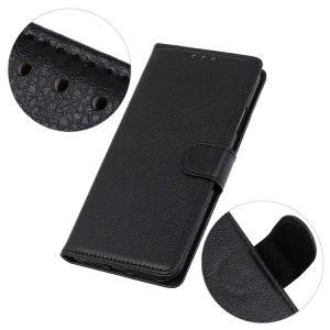 Калъф Тефтер Litchi Grain Wallet Stand за OnePlus Nord, Черен 4