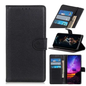 Калъф Тефтер Litchi Grain Wallet Stand за OnePlus Nord, Черен 5