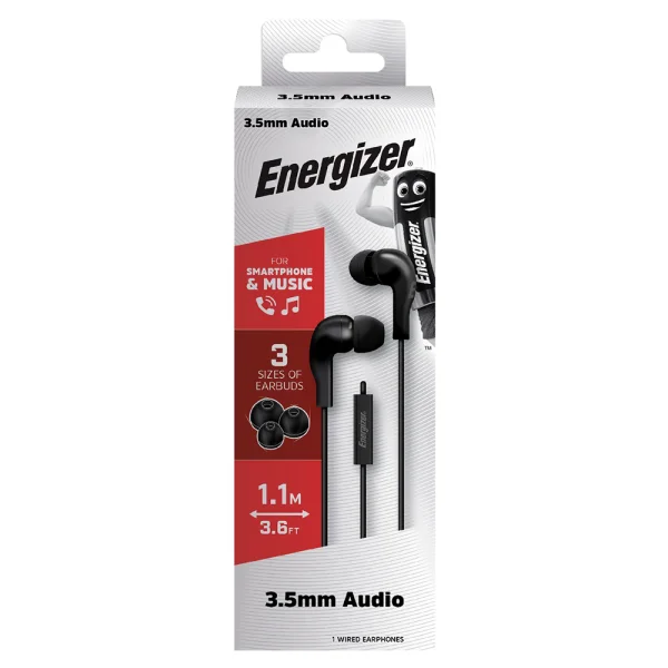 Слушалки с микрофон Energizer CIA5, Jack 3.5mm, Черен 3