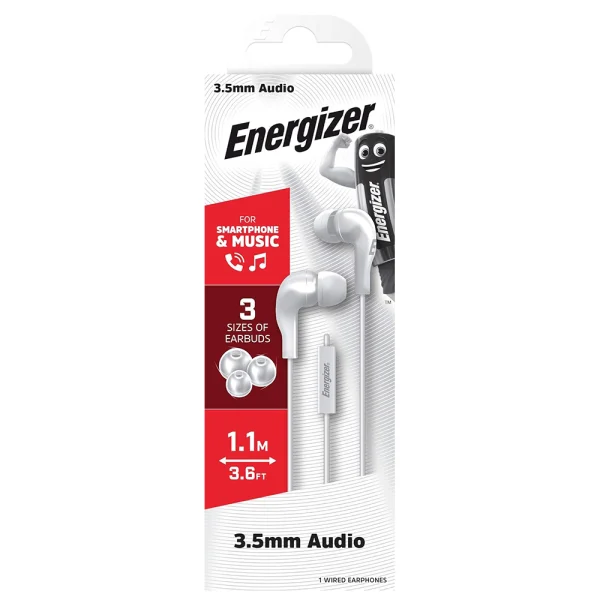 Слушалки с микрофон Energizer CIA5, Jack 3.5mm, Бял 3
