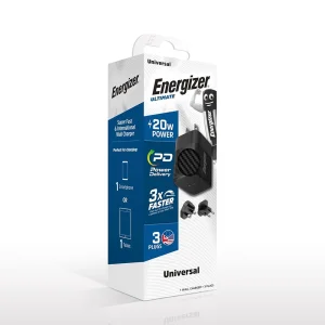 Energizer A20MU Charger, USB-C, EU, UK, US, 20W, Black 4