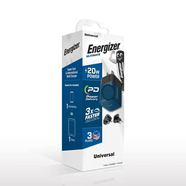 Charger Energizer A20MU, USB-C, EU, UK, US, 20W, Blue 4