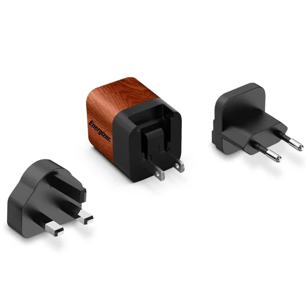 Energizer A20MU Charger, USB-C, EU, UK, US, 20W, Wood 2