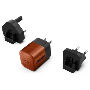 Energizer A20MU Charger, USB-C, EU, UK, US, 20W, Wood 3