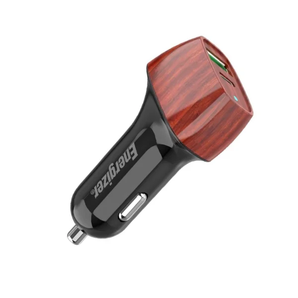 Energizer D38BG Car Charger, USB, USB-C, 38W, QC3.0, Wood 2