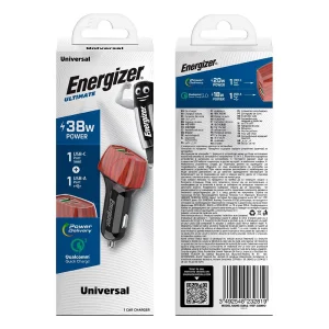 Energizer D38BG Car Charger, USB, USB-C, 38W, QC3.0, Wood 3