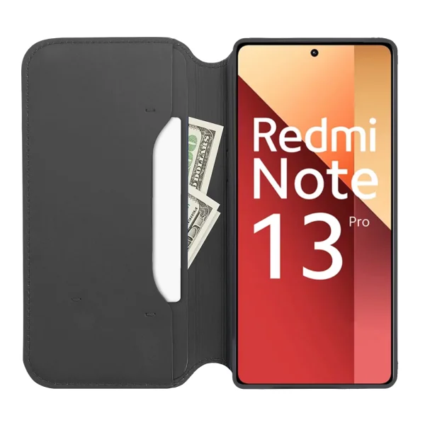 Dual Pocket Book Case for Xiaomi Redmi Note 13 Pro 4G, Black 2