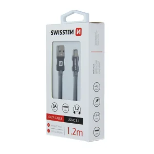 Cable SWISSTEN TEXTILE, USB to USB-C, 1.2 M, Grey 3