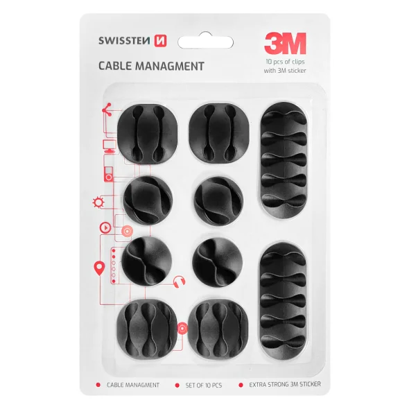 SWISSTEN Cable Organizer Set, 10 pieces 2