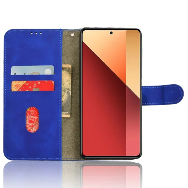 Калъф тефтер Leather Skin-touch за Xiaomi Redmi Note 13 Pro 4G, Син 2
