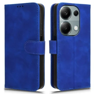 Калъф тефтер Leather Skin-touch за Xiaomi Redmi Note 13 Pro 4G, Син