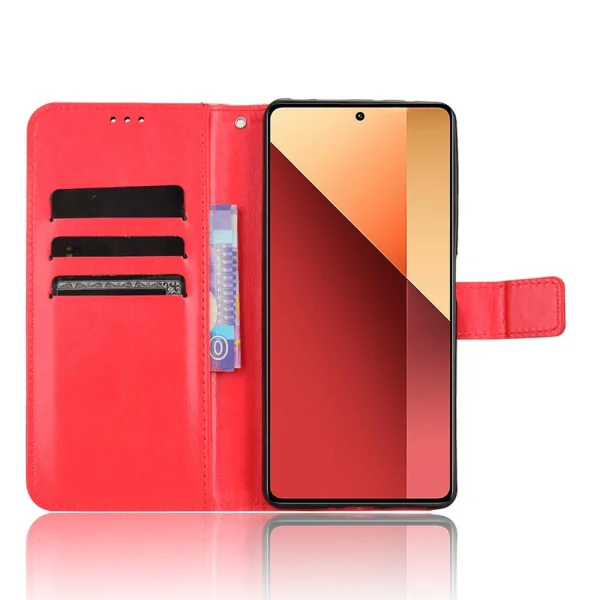 Crazy Horse Flip Case for Xiaomi Redmi Note 13 Pro 4G, Red 2