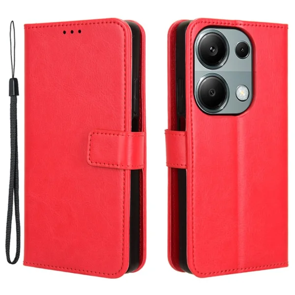 Crazy Horse Flip Case for Xiaomi Redmi Note 13 Pro 4G, Red 1