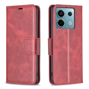 Калъф тефтер Leather Wallet за Xiaomi Redmi Note 13 Pro 5G, Червен