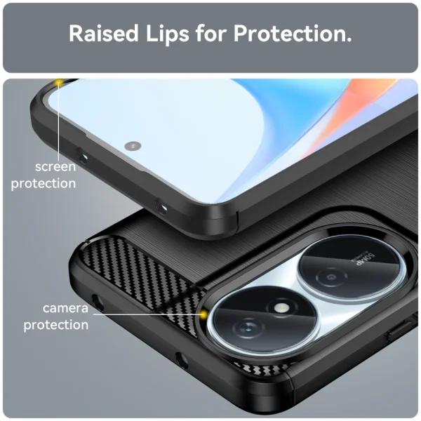 Carbon Silicone Case for Huawei Honor X7b, Black 5