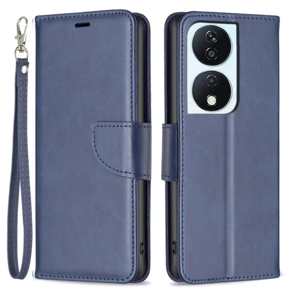 Калъф тефтер Leather Wallet за Huawei Honor X7b, Син 1