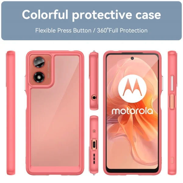 Shockproof Acrylic Case for Matorola Moto G24, G04, Red 3