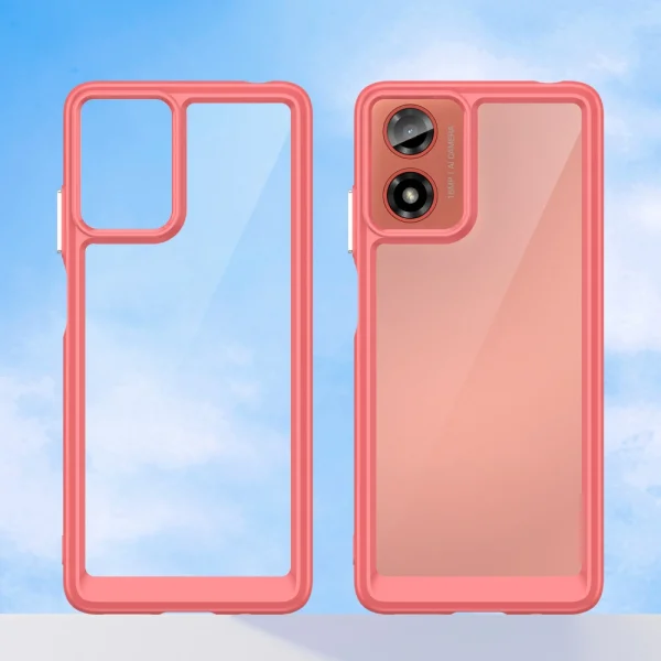 Shockproof Acrylic Case for Matorola Moto G24, G04, Red 2