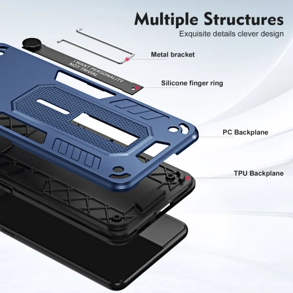 Удароустойчив калъф за Motorola Moto E13, Finger Hoder, Bracket, Син 3