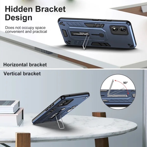 Удароустойчив калъф за Motorola Moto E13, Finger Hoder, Bracket, Син 4