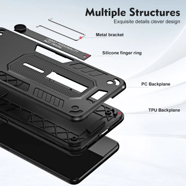 Удароустойчив калъф за Motorola Moto E13, Finger Hoder, Bracket, Черен 3