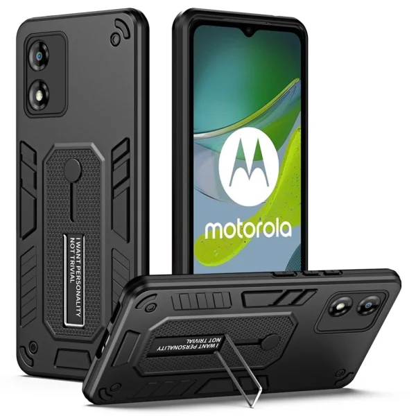 Удароустойчив калъф за Motorola Moto E13, Finger Hoder, Bracket, Черен 1