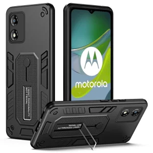 Удароустойчив калъф за Motorola Moto E13, Finger Hoder, Bracket, Черен