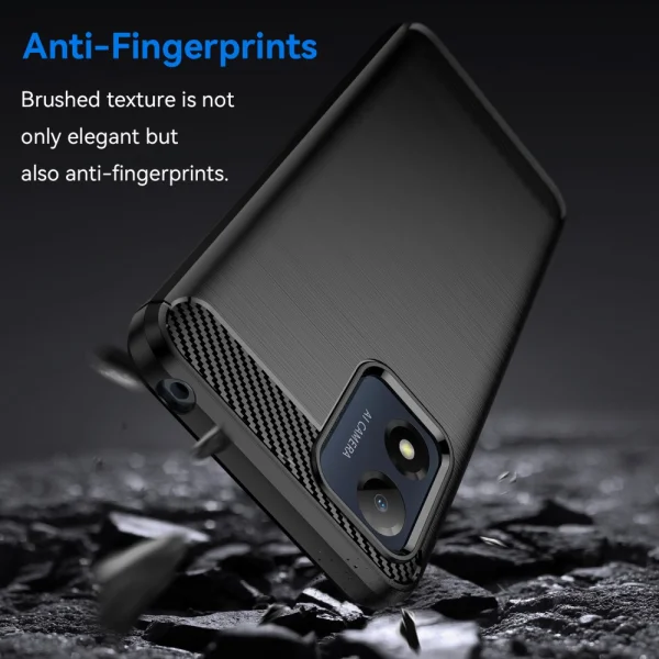 Carbon Silicone Case for Motorola Moto E13, Black 4