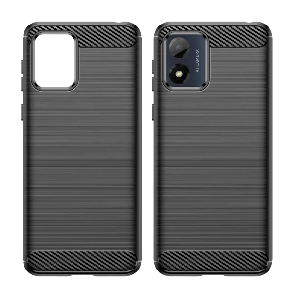 Carbon Silicone Case for Motorola Moto E13, Black 2