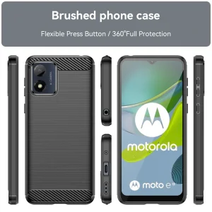 Carbon Silicone Case for Motorola Moto E13, Black 3