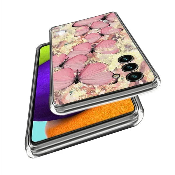 Silicone case for Samsung Galaxy A55 5G, Pink Butterflies 2