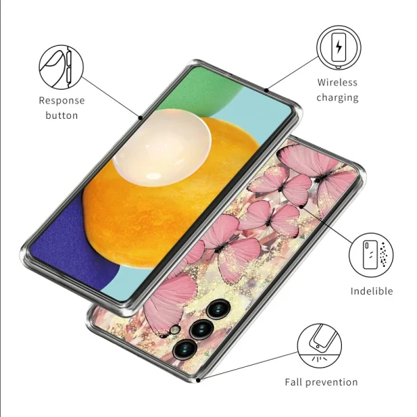 Silicone case for Samsung Galaxy A55 5G, Pink Butterflies 3