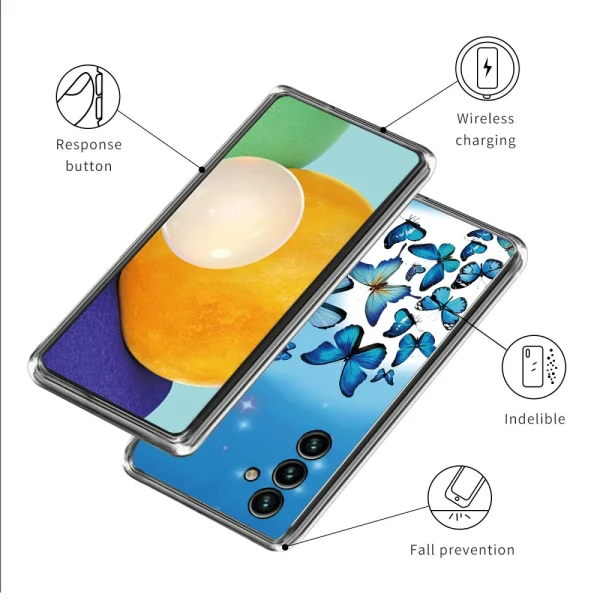 Silicone Case for Samsung Galaxy A55 5G, Blue Butterflies 3