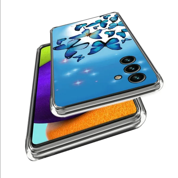 Silicone Case for Samsung Galaxy A55 5G, Blue Butterflies 2