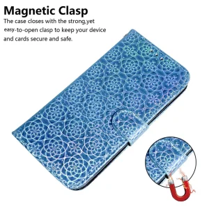 Dazzling Flower Wallet Case for Samsung Galaxy A55 5G, Blue 4