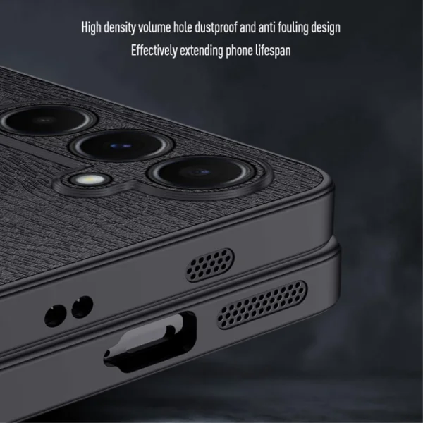 Shockproof case Wood Leather for Samsung Galaxy A55 5G, Black 2