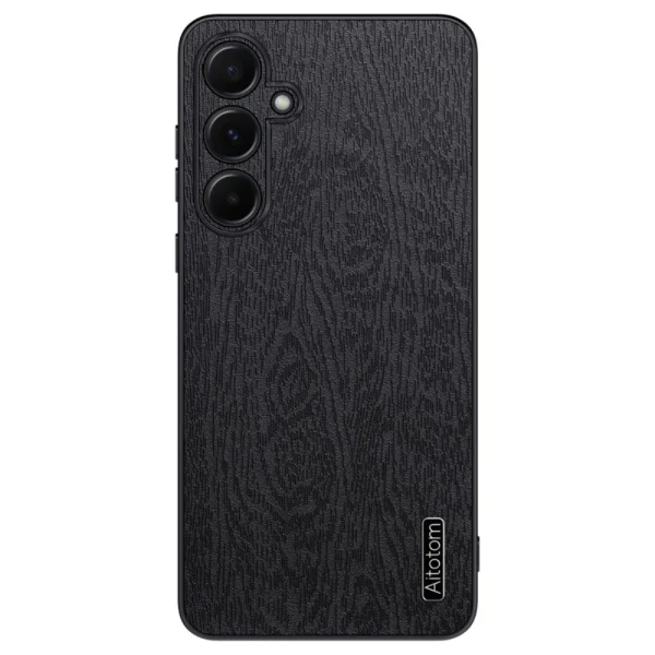 Shockproof case Wood Leather for Samsung Galaxy A55 5G, Black 1