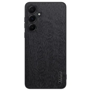 Удароустойчив калъф Wood Leather за Samsung Galaxy A55 5G, Черен