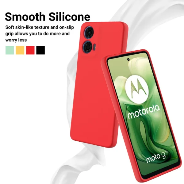 Anti-scratch Silicone Case for Motorola Moto G24, G04, Red 3