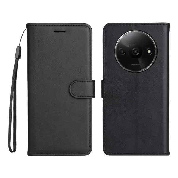 Калъф тефтер Leather 2 за Xiaomi Redmi A3, Черен 1