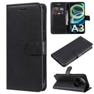 Калъф тефтер Leather 2 за Xiaomi Redmi A3, Черен 4