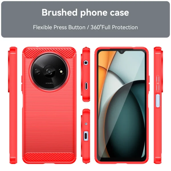 Силиконов Калъф Carbon за Xiaomi Redmi A3, Червен 3