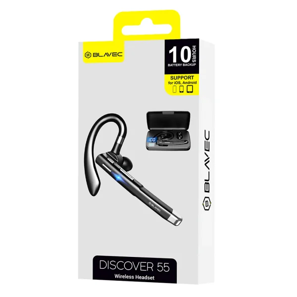 Слушалка Bluetooth Handsfree Blavec Discover 55,с кутия за зареждане BHDI55-B, HF, Черен 5