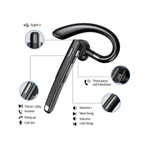 Слушалка Bluetooth Handsfree Blavec Discover 55,с кутия за зареждане BHDI55-B, HF, Черен 3