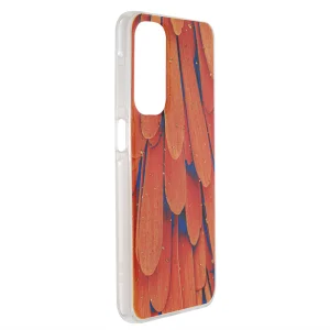 Gold Glam silicone case for Samsung Galaxy A25 5G, Orange Feathers 3