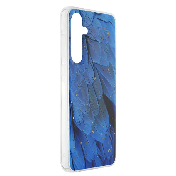 Силиконов калъф Gold Glam за Samsung Galaxy A35 5G, Сини пера 2