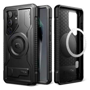 Калъф TECH-PROTECT Kevlar MagSafe за Samsung Galaxy S24 Ultra, 360 градуса, Черен