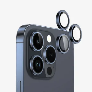 3D Стъклен Протектор за камерата на iPhone 15 Pro, Тъмно син