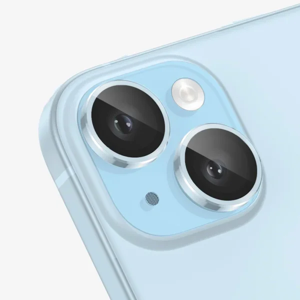 3D Стъклен Протектор за камерата на iPhone 15 / 15 Plus, Светло син 2