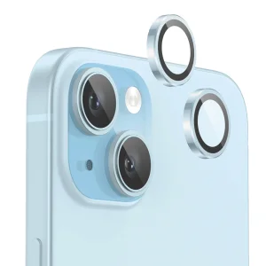 3D Стъклен Протектор за камерата на iPhone 15 / 15 Plus, Светло син
